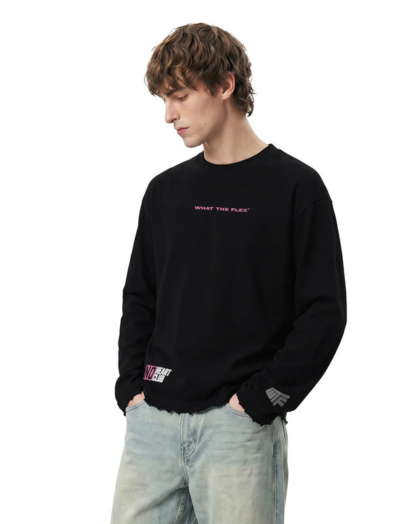 Clostar Oversized Full Sleeve Graphic T-Shirt – Black Premium Cotton Relaxed Fit