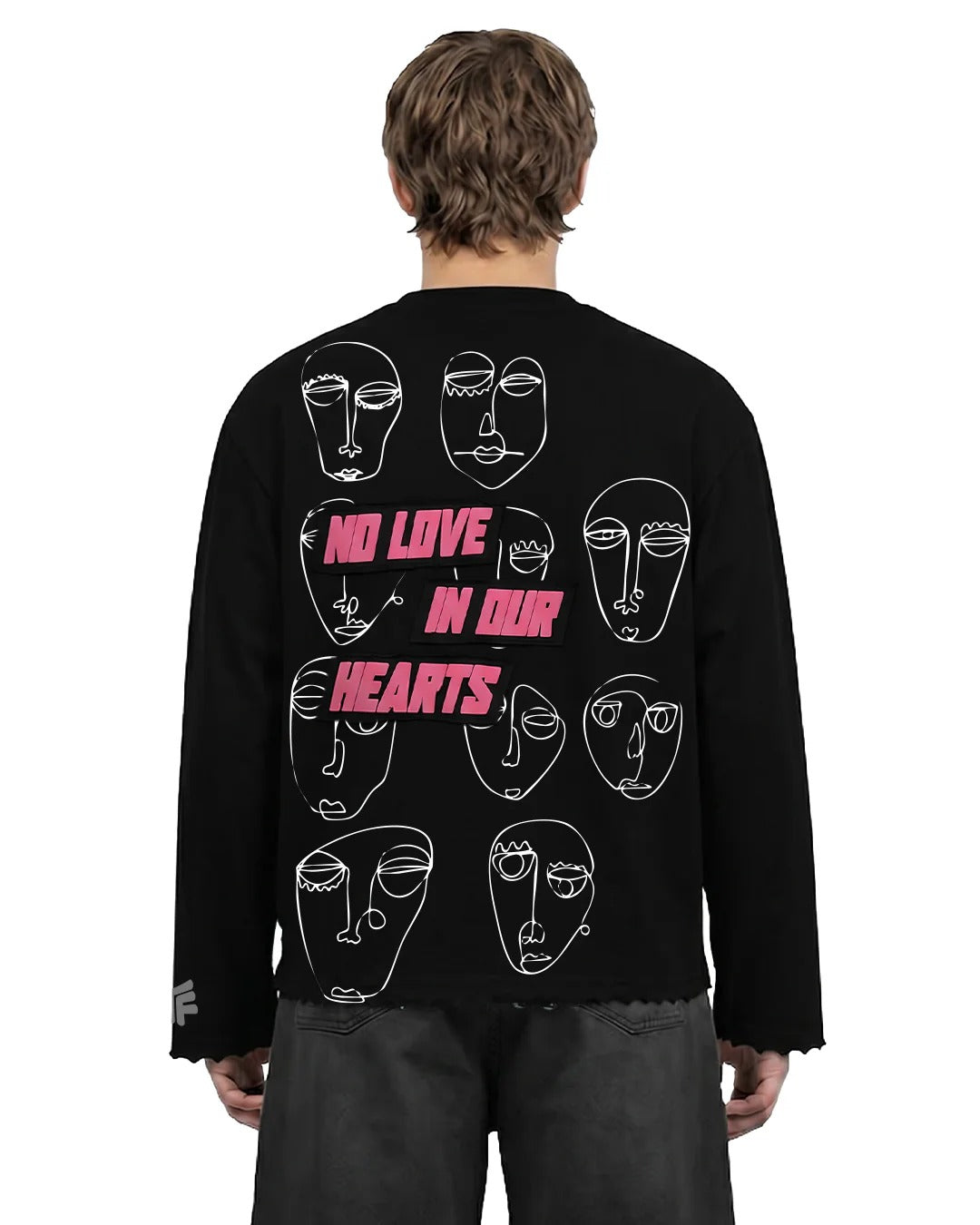 Clostar Oversized Full Sleeve Graphic T-Shirt – Black Premium Cotton Relaxed Fit
