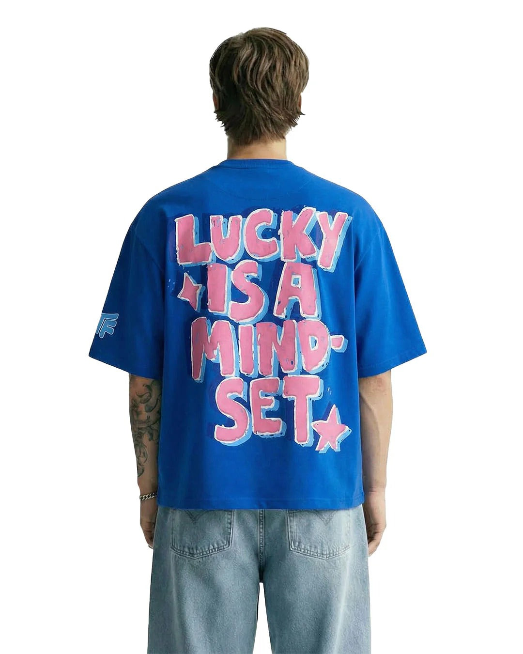 Clostar Oversized Cherry Graphic T-Shirt – Royal Blue Premium Cotton Relaxed Fit