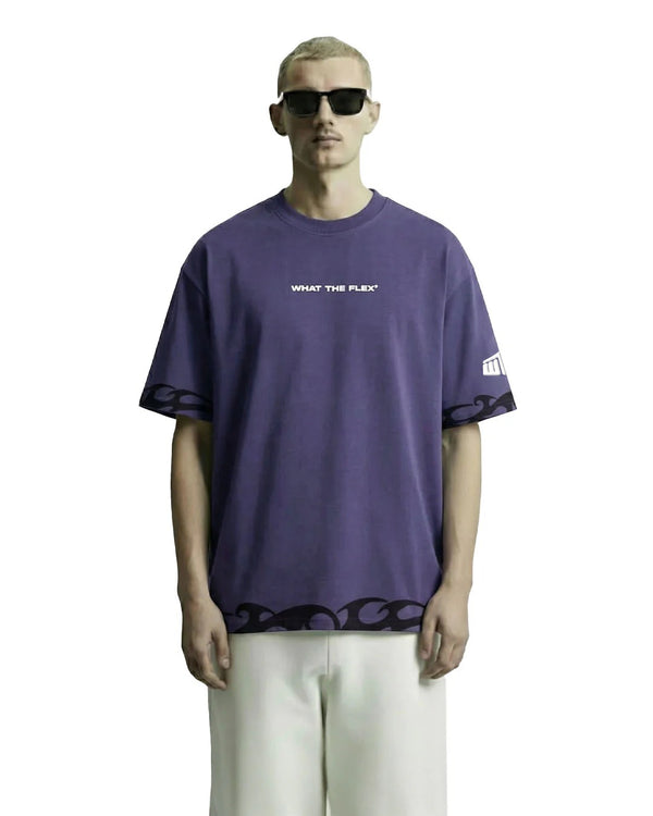 Clostar Oversized Graphic Print T-Shirt – Deep Purple Premium Cotton Relaxed Fit